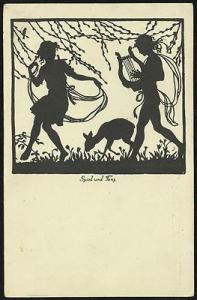 Silhouette artist card / Schattenbild - Spiel und Tanz,Pl...