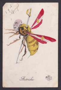 Propaganda postcard, Bugs & Butterflies, Franz Joseph I Austria, Satire, WWI