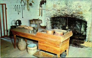 Original Log Kitchen Fort Jesup Army Many LA Louisiana Postcard Koppel VTG UNP 