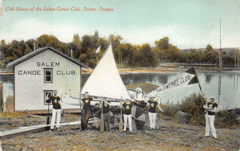 CLUB HOUSE SALEM CANOE CLUB SALEM OREGON POSTCARD (c. 1910)