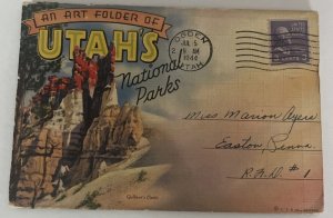 Art Folder of Utah's National Parks Postcard Souvenir Folder 18 Cards 1944