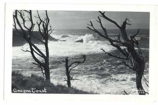 RPPC, Pacific Ocean Scene on Oregon Coast, Christian # 132