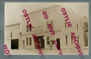 DeWitt IOWA RPPC c1915 GARAGE Car Repair GAS PUMP nr Clinton Davenport Maquoketa