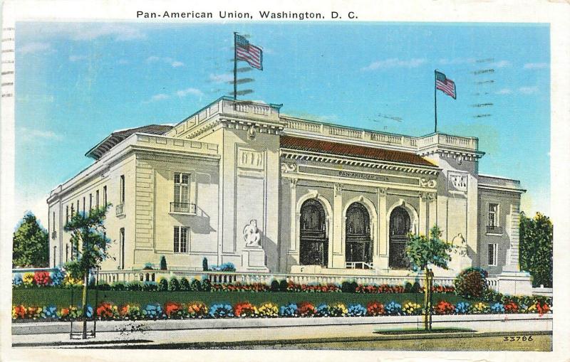 Pan-American Union Washington DC pm 1937 Postcard