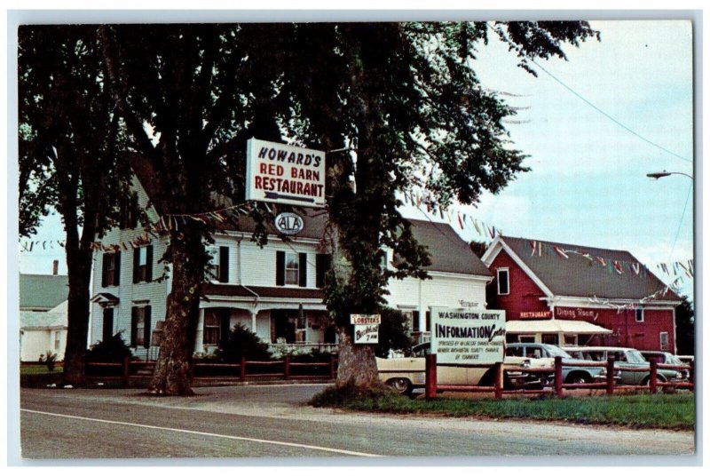 1965 Howard's Red Barn Restaurant Milbridge Maine ME Vintage Postcard