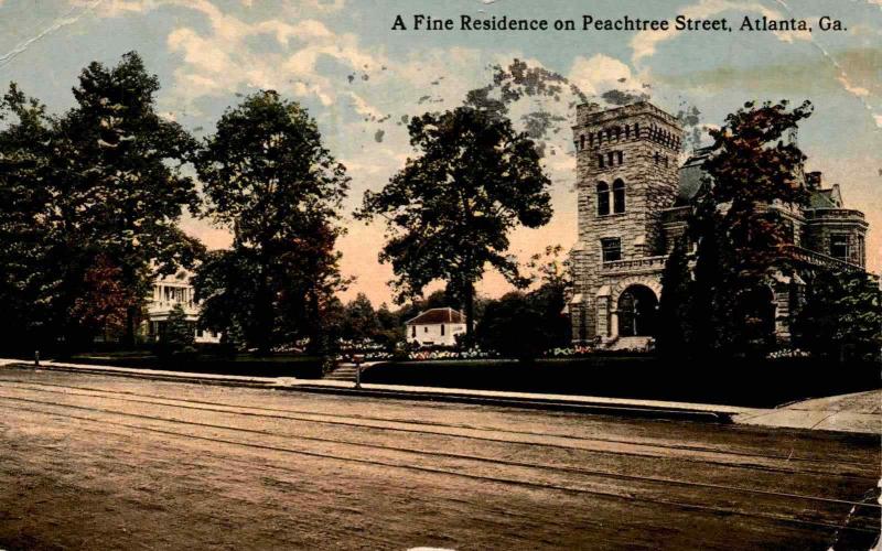 A Fine Residence on Peachtree Street Atlanta Georgia c1913 Vintage Postcard F24 