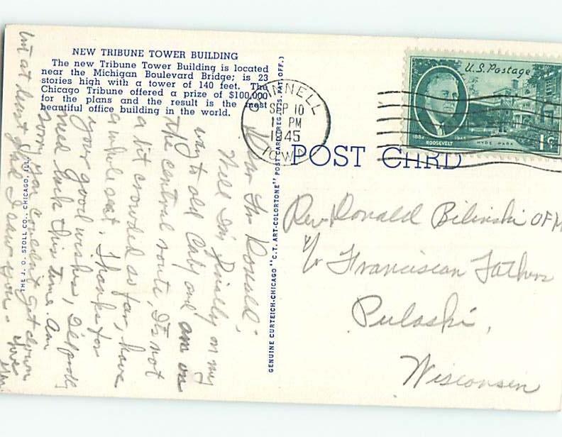 Linen TRIBUNE TOWER Chicago Illinois IL Q9605