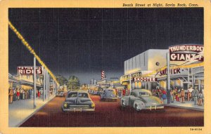 Savin Rock Connecticut Beach Street at Night Vintage Postcard AA56360