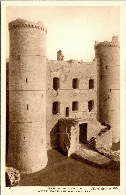 Harlech Castle West Face Gatehouse WB Postcard VTG UNP Unused John Swain 