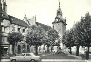 Postcard France Beaune Place Monge Beffroi Clock Tower Architecture Car Statue