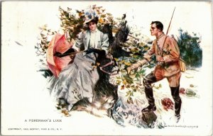 A Fisherman's Luck Artist Howard C Christy c1908 Vintage Postcard A09