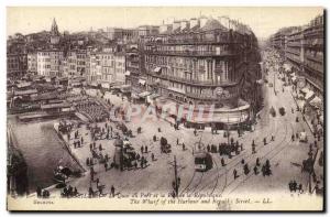 Old Postcard Marseille Quai Port and Rue de la Republique