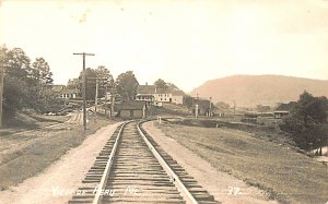 Peru ME View Of Railroad Tracks & Rail Building,, Real Photo Postcard