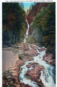 VTG 1930s Wah-Kee-Na Falls Columbia River Highway Oregon OR Linen Postcard