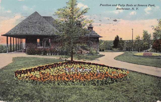 Pavilion and Tulip Beds - Seneca Park, Rochester, New York pm 1911