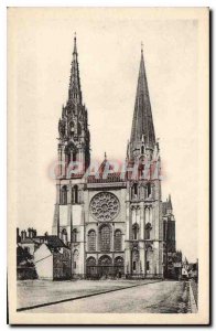 Postcard Old Cathedral of Chartres West Facade North Fleche