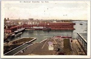 1928 Harbour Montreal Canada Le Port Boats Buildings In Distance Posted Postcard