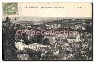 Old Postcard General view towards Paris Meudon