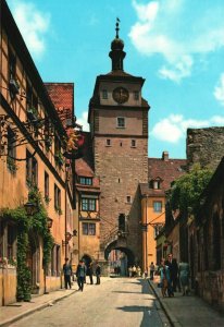 Vintage Postcard Rothenburg O D Tauber Georgengasse und Weiber Turm Bavaria, D