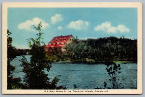 Postcard Thousand Islands Ontario c1930s A Lovely Home Scenic St. Lawrence River