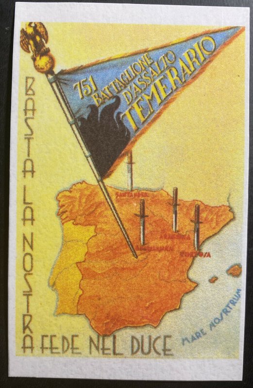 Mint Modern Spain Civil War Postcard Italian Forces 751 Assault Battalion