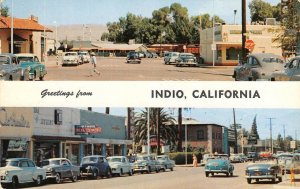 Miles Avenue INDIO, CALIFORNIA Street Scenes 1950s Cars 1958 Vintage Postcard