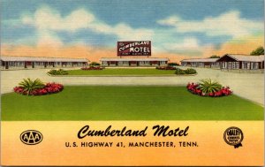 Linen Postcard Cumberland Motel U.S. Highway 41 in Manchester, Tennessee