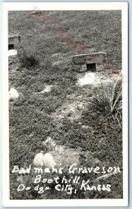 c1940s Dodge City, KS Boothill Grave RPPC Angel Face Kid 1875 Real Photo PC A100 