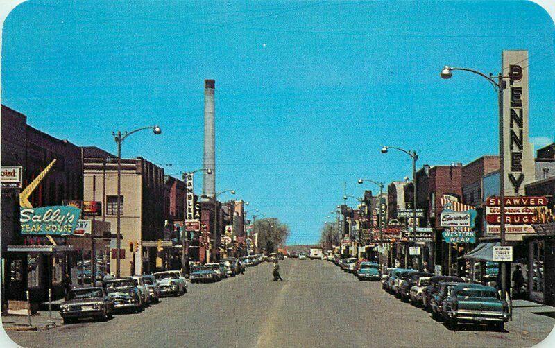 Autos Business Laramie Wyoming 2nd Street 1960s Postcard Sanborn Dexter 4726