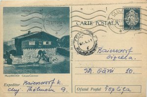 Romania postal stationery postcard communism Bucegi Mountain Caraiman caban