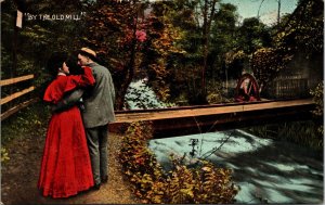 By the Old Mill Red Dress Romance Valentine's Series Postcard 1908