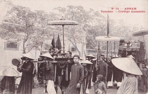 INDOCHINE CARTE POSTALE DU ANNAM -TOURANE - CORTEGE ANNAMITE