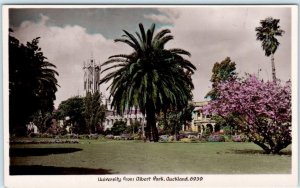 RPPC  AUCKLAND, NEW ZEALAND Albert Park View of UNIVERSITY Tinted   Postcard