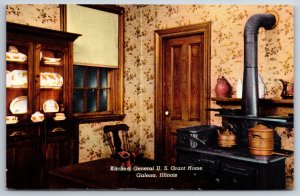 Interior~Kitchen General US Grant Home Galena Illinois~Vintage Postcard