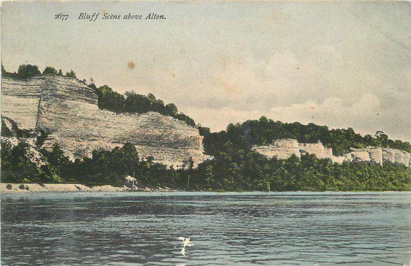1908 ALTON ILLINOIS Bluff Scene hand colored postcard 4599 
