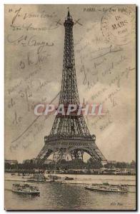 Old Postcard Paris Eiffel Tower