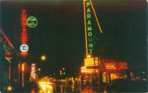 Halifax Nova Scotia Canada  Business Section Night, Paramount, Chrome Postcard