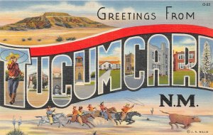 H17/ Tucumcari New Mexico Postcard linen Large Letter Greetings from