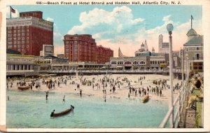 New Jersey Atlantic City Beach Front At Hotel Strand and Haddon Hall 1928