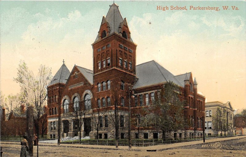 High School Parkersburg West Virginia 1910 postcard