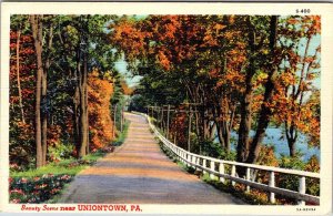 Postcard ROAD SCENE Uniontown Pennsylvania PA AM1368
