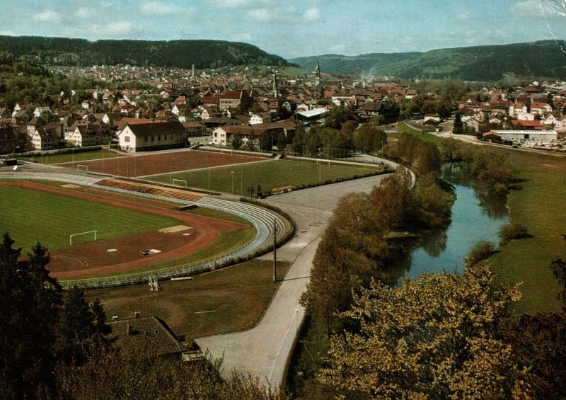 VINTAGE CONTINENTAL SIZE POSTCARD STADIUM AT TUTTLINGEN GERMANY