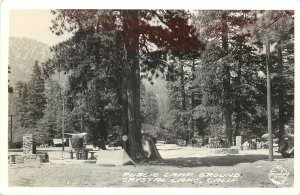 Frashers RPPC; Crystal Lake CA Public Camp Ground, Fireplaces, Tents under Pines