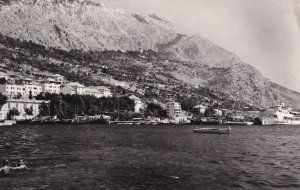 Boats & Ferry at Omis Croatia Real Photo Vintage Postcard