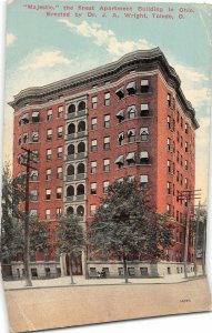 F54/ Toledo Ohio Postcard 1912 Majestic Apartment Building Wright