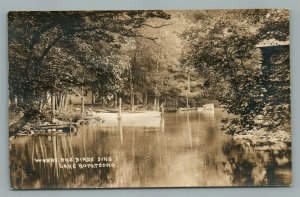 LAKE HOPATCONG NJ WHERE BIRDS SING ANTIQUE REAL PHOTO POSTCARD RPPC