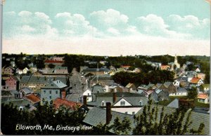 Ellsworth Maine ME Vintage Postcard 1908 Birdseye Aerial View