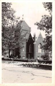 Bellwood Illinois St Johns Church Real Photo Antique Postcard K54580