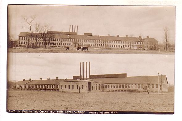 Real Photo of the Oscar Felt and Paperworks, White Pigeon, Michigan, Used 1910