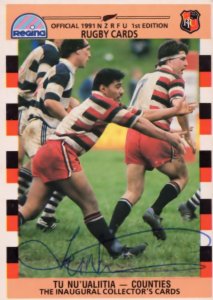 Tu Nu'Ualiitia Counties Team 1991 New Zealand Rugby Hand Signed Card Photo